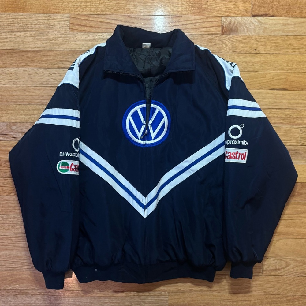 Volkswagen Men's Black Windbreaker with White Accents